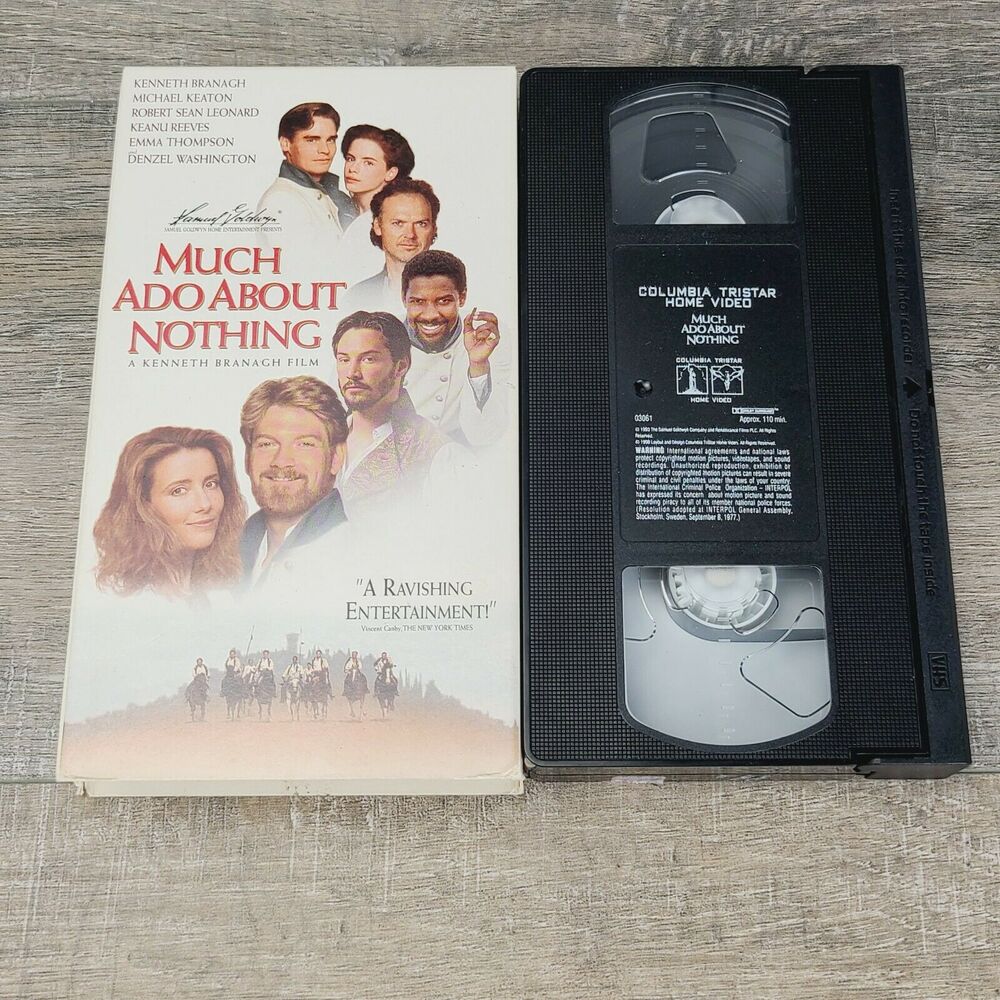Much Ado About Nothing (VHS 1994) Kenneth Branagh, Emma Thompson, Keanu Reeves